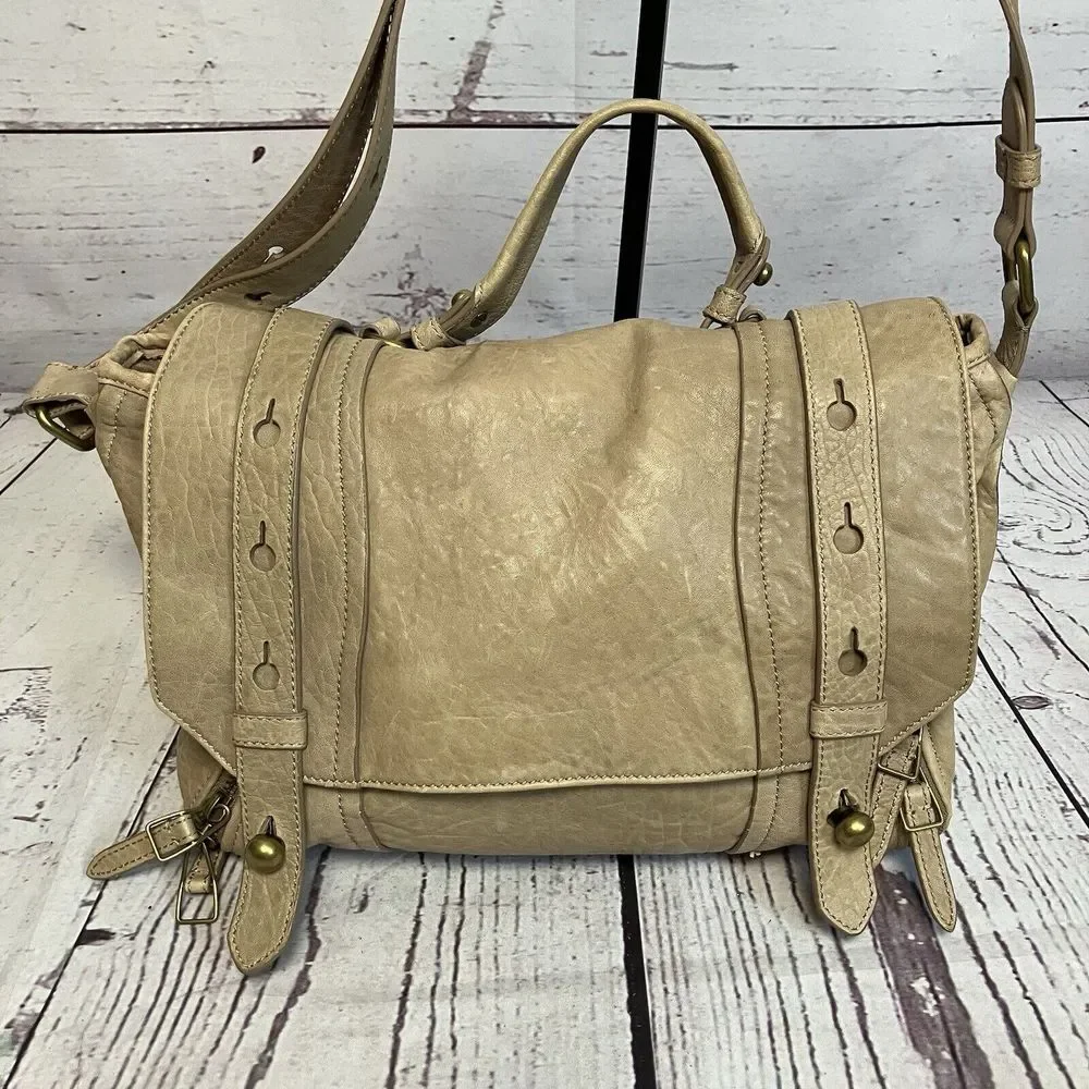 Olivia Harris Handbag by Joy‎ Fryson Taupe Grey Leather Messenger Aged